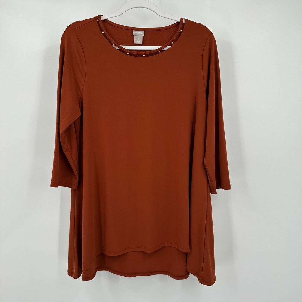 Chicos Womens Minimalist Tunic Top Size 1 US M Capsule Modest Contemporary